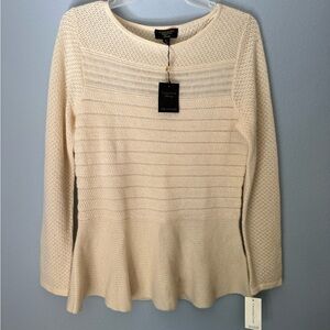 Charter Club 100% 2-Ply Cashmere Ivory Luxury Cable-Knit Pullover Top